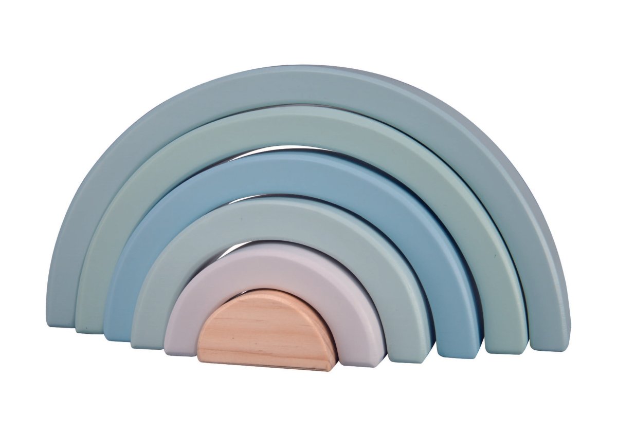 PolarPlay Houten Regenboog Stapelbare Nestbare Blokken Puzzel Speelgoed – Mist