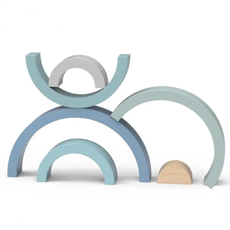 PolarPlay Houten Regenboog Stapelbare Nestbare Blokken Puzzel Speelgoed – Mist