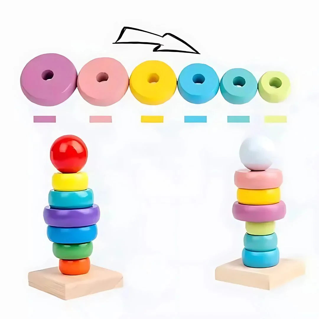 RainbowRings – Holz-Stapelturm Spielzeug für Kinder ab 1 Jahr