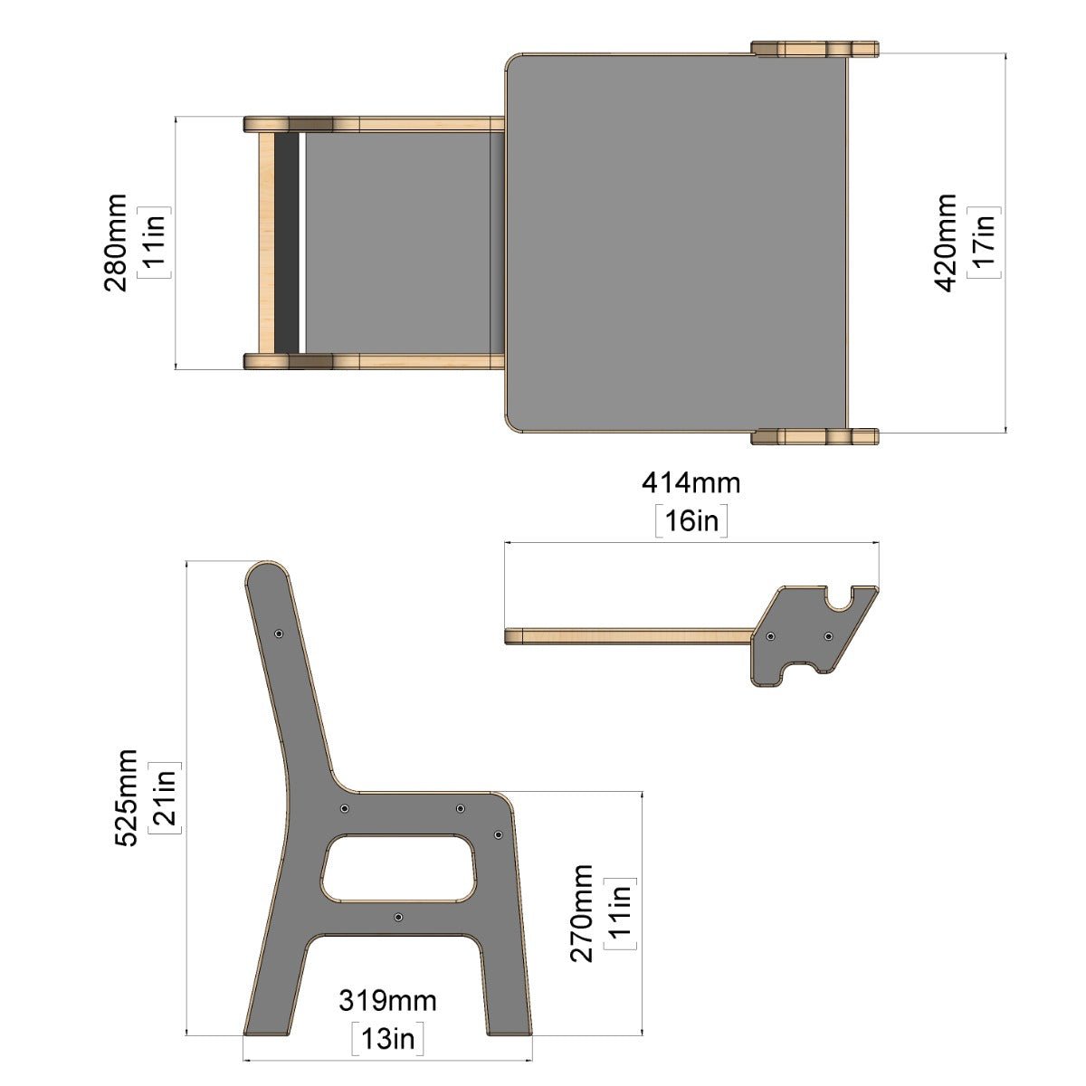Rebo Montessori Pikler Style Drawing Station & Chair for Climbing Triangle