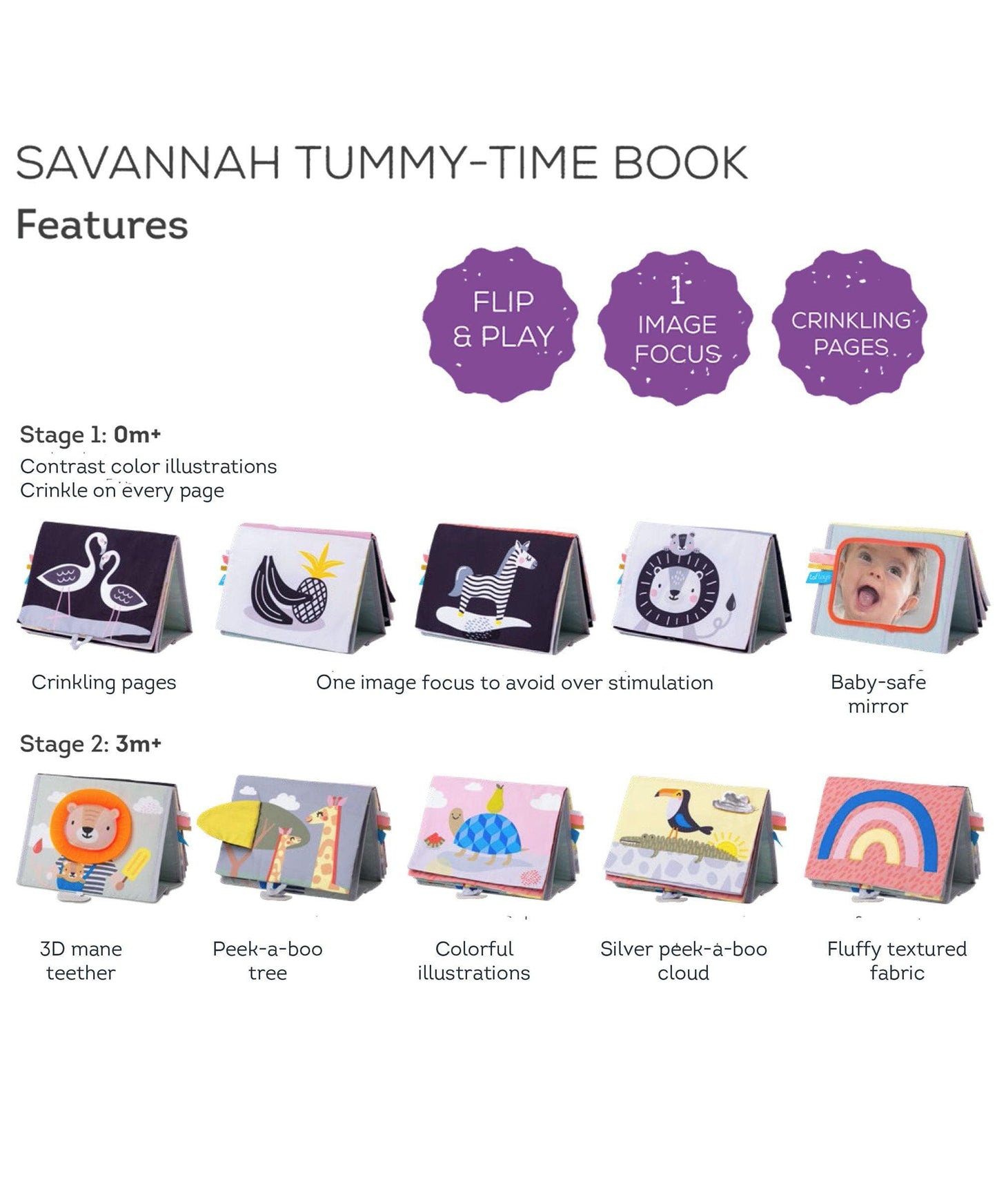 Taf Toys - Książka „Savannah Adventures Tummy Time Book”