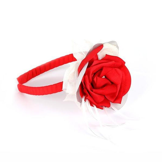 MEISJES RODE ALICE BAND MET BLOEM