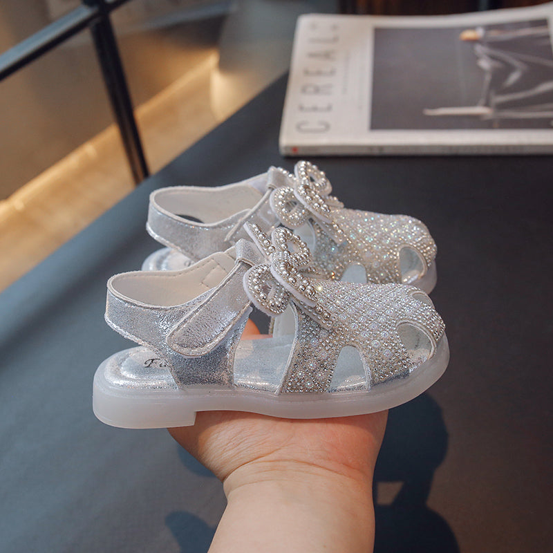 Feestsandalen met glitterdesign en lintbandjes