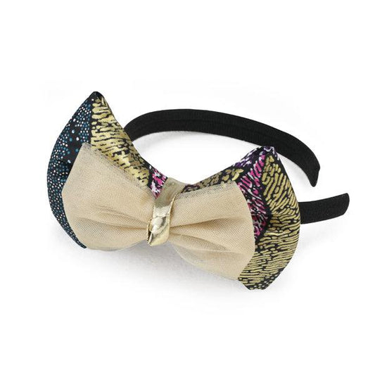 VEELKLEURIGE ANKARA HAARBAND MET GOUDEN NET VOOR MEISJES