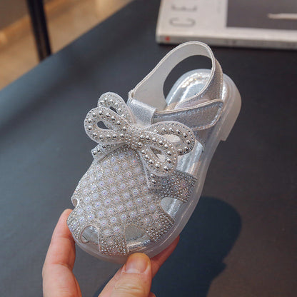 Feestsandalen met glitterdesign en lintbandjes