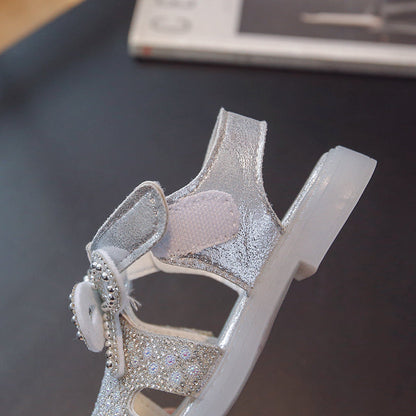 Feestsandalen met glitterdesign en lintbandjes