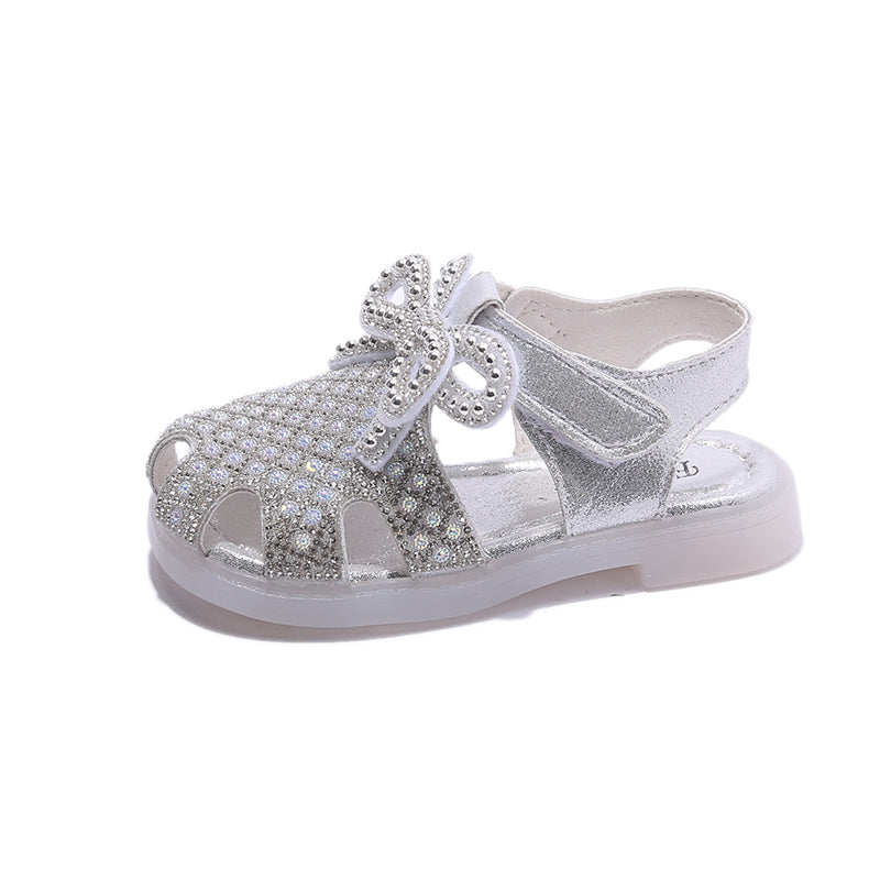 Feestsandalen met glitterdesign en lintbandjes
