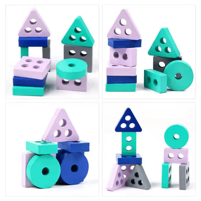 WoodCraft – Geometrische Stapelblöcke für Kinder ab 3+ – Fördert Feinmotorik