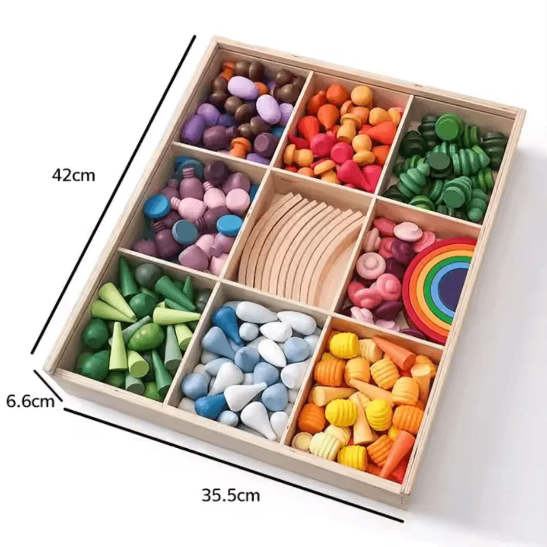 TimberTales – Holz-Regenbogen-Bausteine für Kinder ab 3+ – Fördert Kreativität