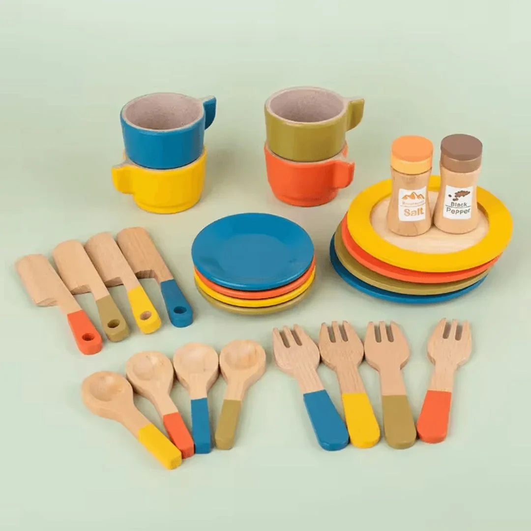 TinyChef – Holz-Küchenspielset für Kinder ab 3+ – Fördert Fantasievolles Spiel
