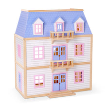 Houten poppenhuis met meerdere verdiepingen