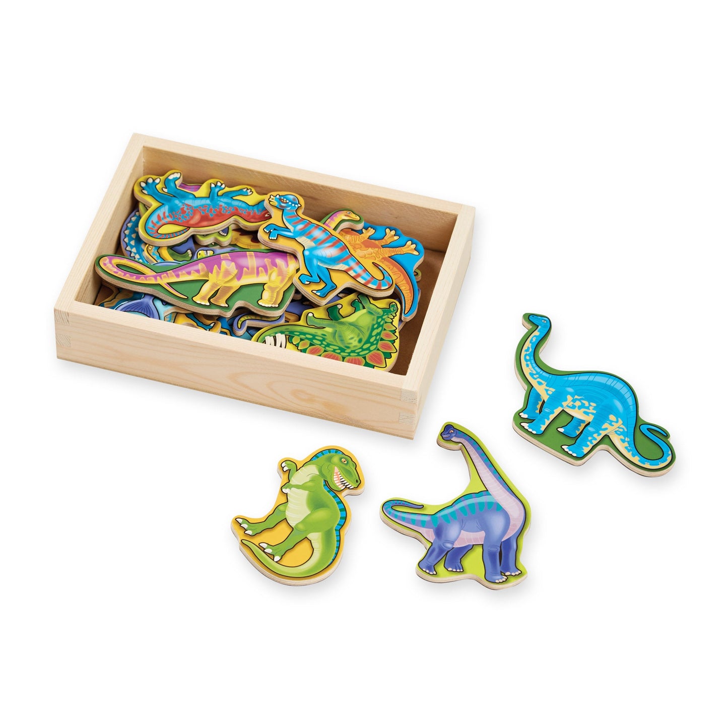 Houten dinosaurusmagneten