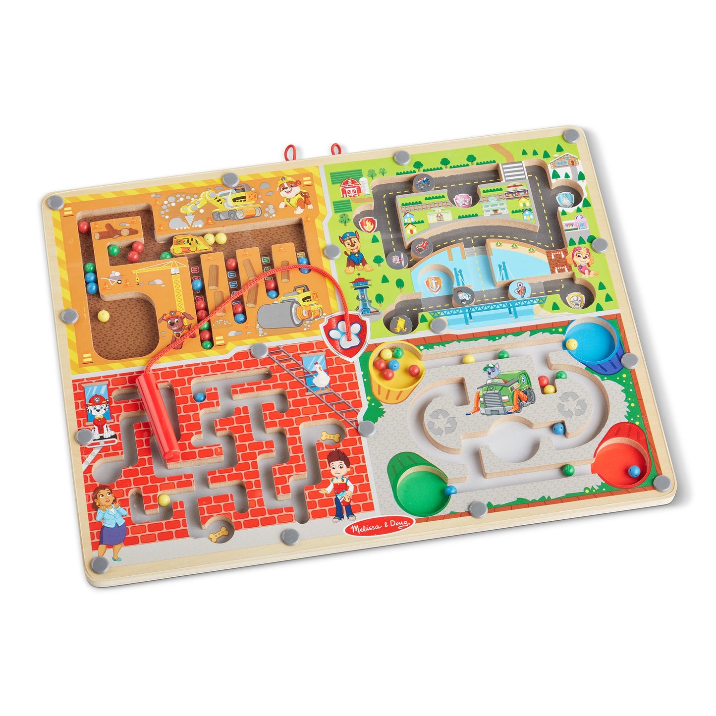 Houten 4-in-1 magnetisch doolhofbord