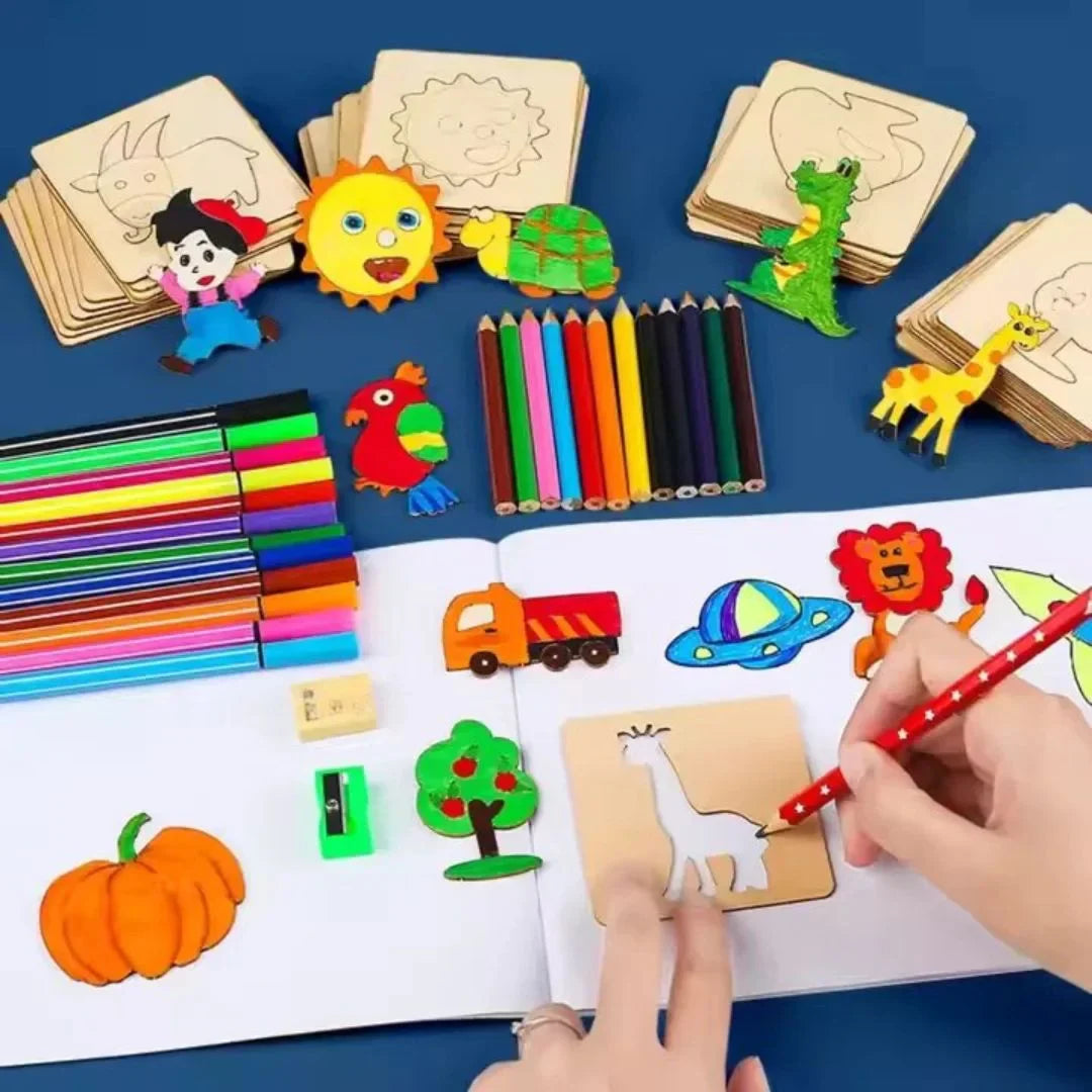 DrawEase - Holz-Zeichenschablonen-Set für Kinder