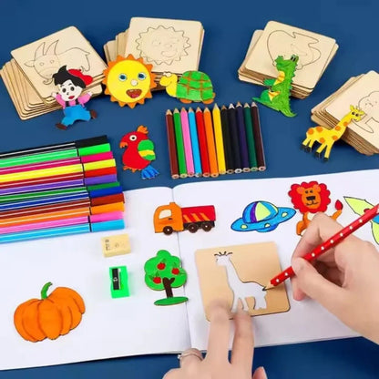 DrawEase - Holz-Zeichenschablonen-Set für Kinder