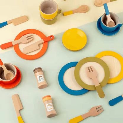 TinyChef – Holz-Küchenspielset für Kinder ab 3+ – Fördert Fantasievolles Spiel