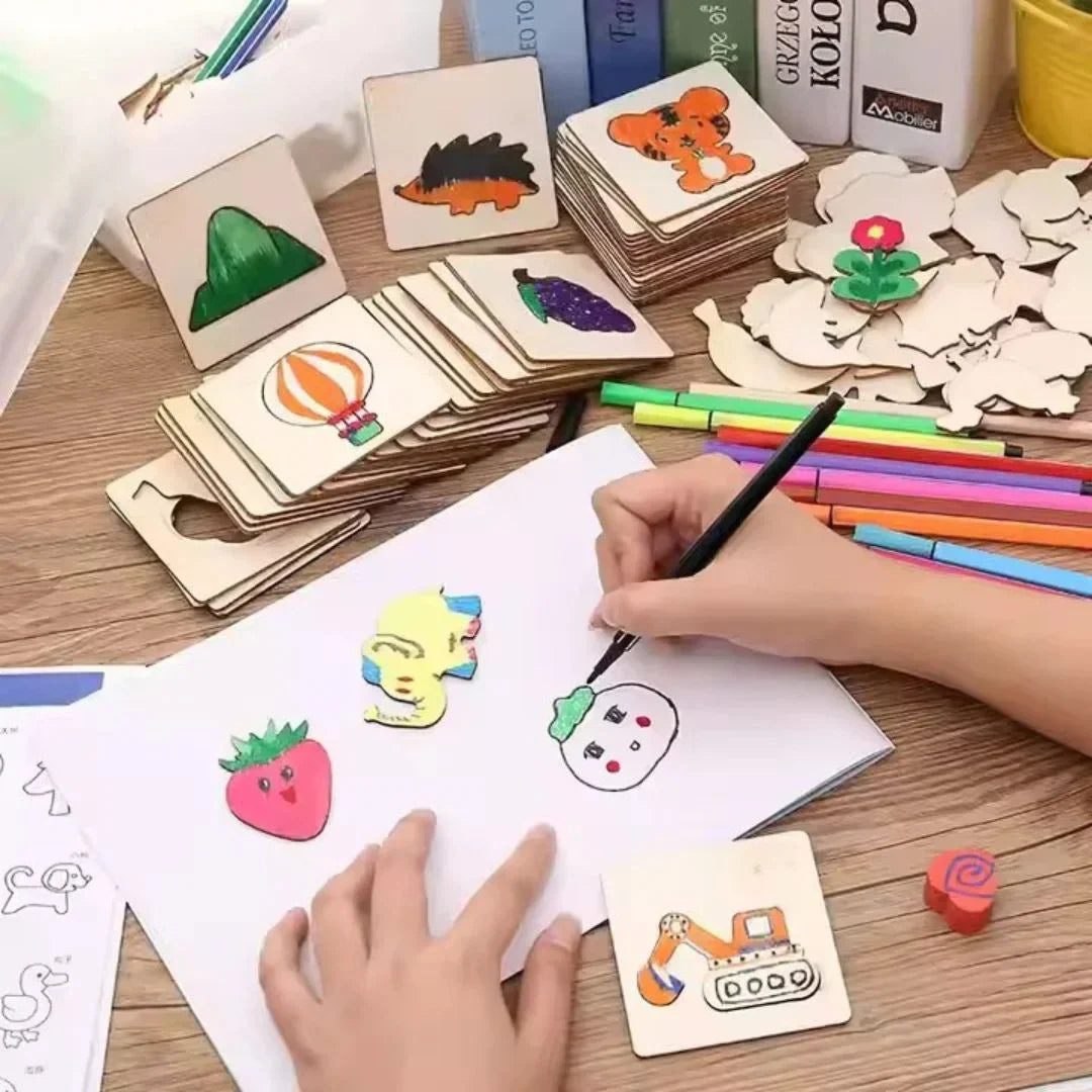 DrawEase - Holz-Zeichenschablonen-Set für Kinder