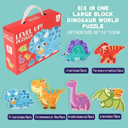 WoodyCraft – 6-in-1 Puzzle für Kinder ab 3+ – Fördert Feinmotorik