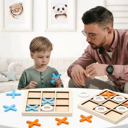 WoodPlay – Holz-Tic-Tac-Toe-Spiel für Kinder ab 3+ – Fördert Strategisches Denken