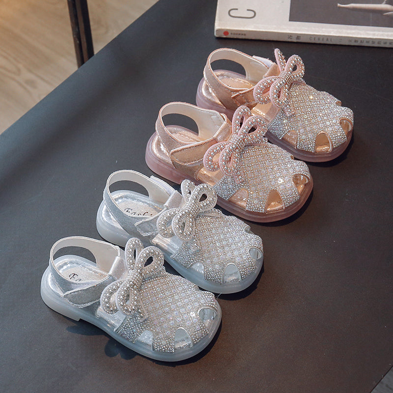 Feestsandalen met glitterdesign en lintbandjes