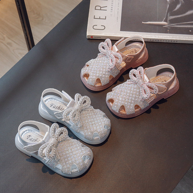 Feestsandalen met glitterdesign en lintbandjes
