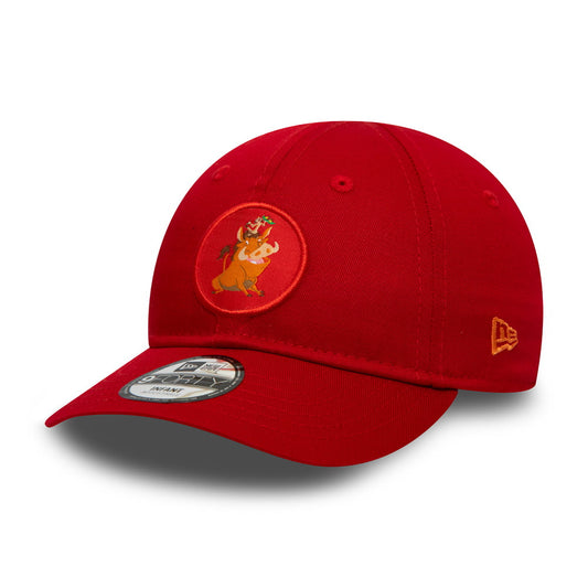 New Era Baby 9FORTY Timon en Pumbaa Baseballpet - Disney Lion King Logo - Scharlakenrood