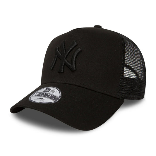 New Era Kids 9FORTY New York Yankees A-Frame Trucker Cap - MLB Essential - Zwart op zwart