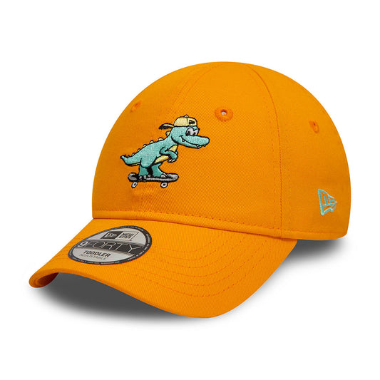 New Era Kids 9FORTY Dinosaur Baseballpet - Oranje-Groen