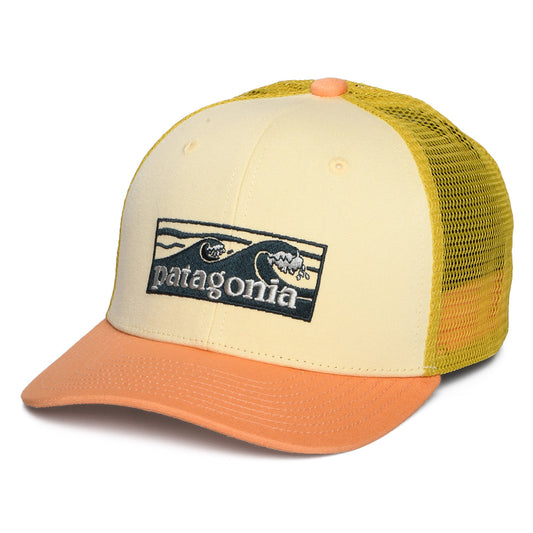 Patagonia Hats Kids Boardshort Logo Tones Biologisch Katoen Trucker Cap - Karnemelk-Perzik-Mos