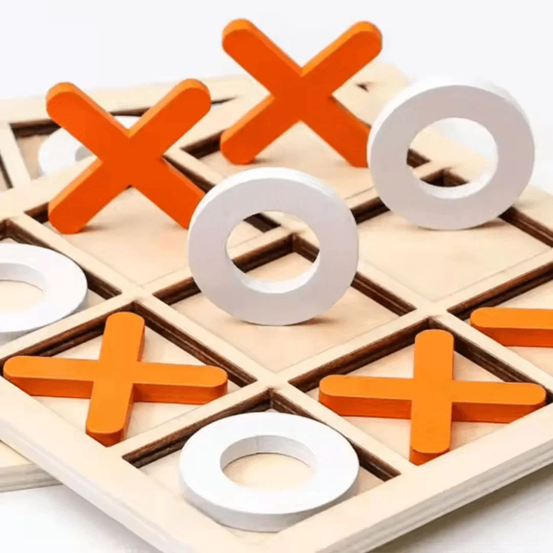WoodPlay – Holz-Tic-Tac-Toe-Spiel für Kinder ab 3+ – Fördert Strategisches Denken
