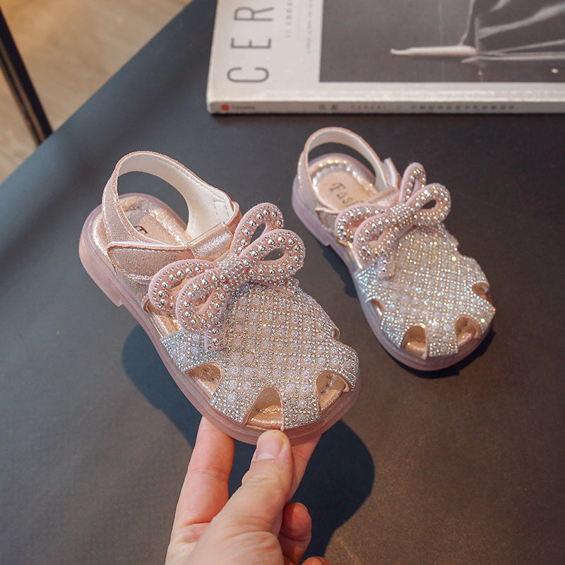 Feestsandalen met glitterdesign en lintbandjes