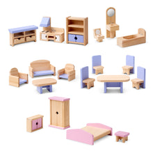 Houten poppenhuis met meerdere verdiepingen