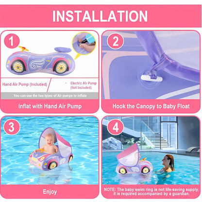 LittleSwimmer Baby-Pool-Schwimmring mit Sonnendach – Sicheres Sommerbaden für Kleinkinder