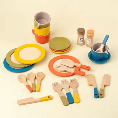 TinyChef – Holz-Küchenspielset für Kinder ab 3+ – Fördert Fantasievolles Spiel