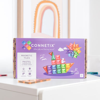 Connetix Tiles – 64-elementowy zestaw startowy w pastelowych kolorach