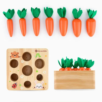 CarrotNest – Montessori Holz-Wurzelspiel für Kleinkinder Ab 1 Jahr – Sortier- und Ziehspiel zur Förderung der Motorik
