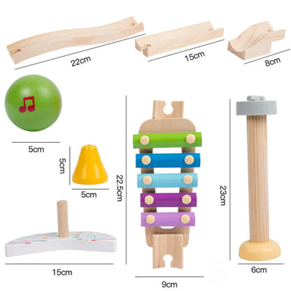 MelodyMaze – Holz-Musik-Murmelbahn für Kinder | Kreatives Sensorik-Spielzeug ab 3 Jahren