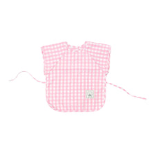 Classic Gingham Style Short-Sleeve Baby Smock in Flamingo