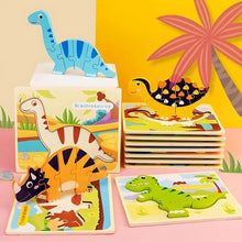 DinoPuzzle – 3D Holz-Dinosaurier Puzzle Set für Kinder ab 3 Jahren – Montessori Lernspielzeug mit 6 Urzeit-Tieren