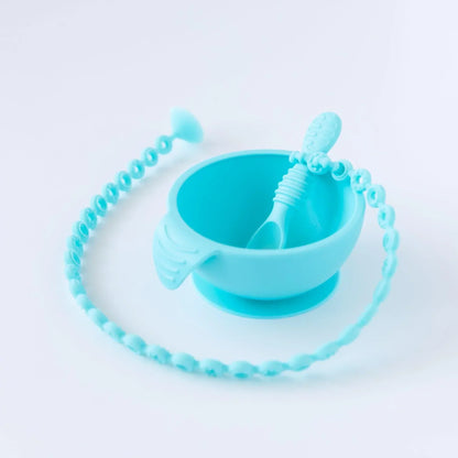 Siliconen eerste voedingsset: blauw