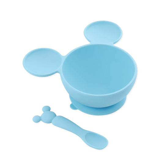 Siliconen eerste voedingsset: Mickey Mouse lichtblauw