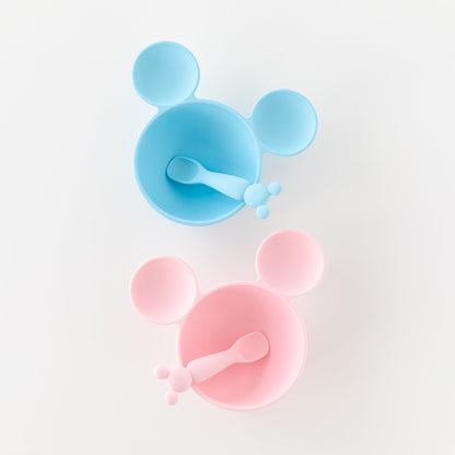 Siliconen eerste voedingsset: Mickey Mouse lichtblauw