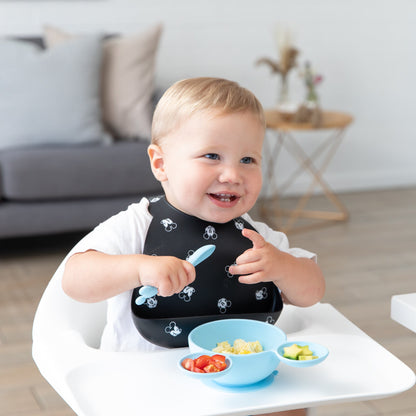 Siliconen eerste voedingsset: Mickey Mouse lichtblauw