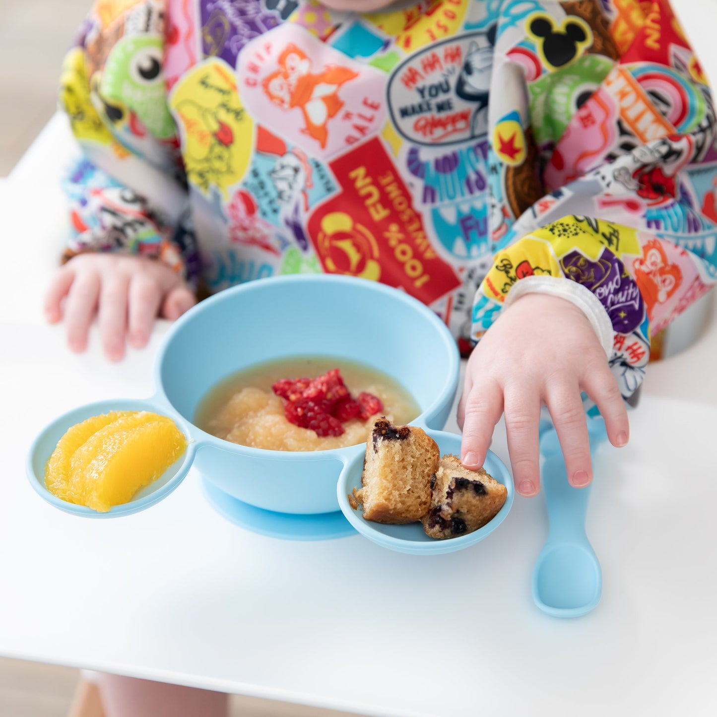 Siliconen eerste voedingsset: Mickey Mouse lichtblauw