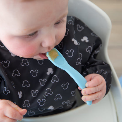 Siliconen eerste voedingsset: Mickey Mouse lichtblauw