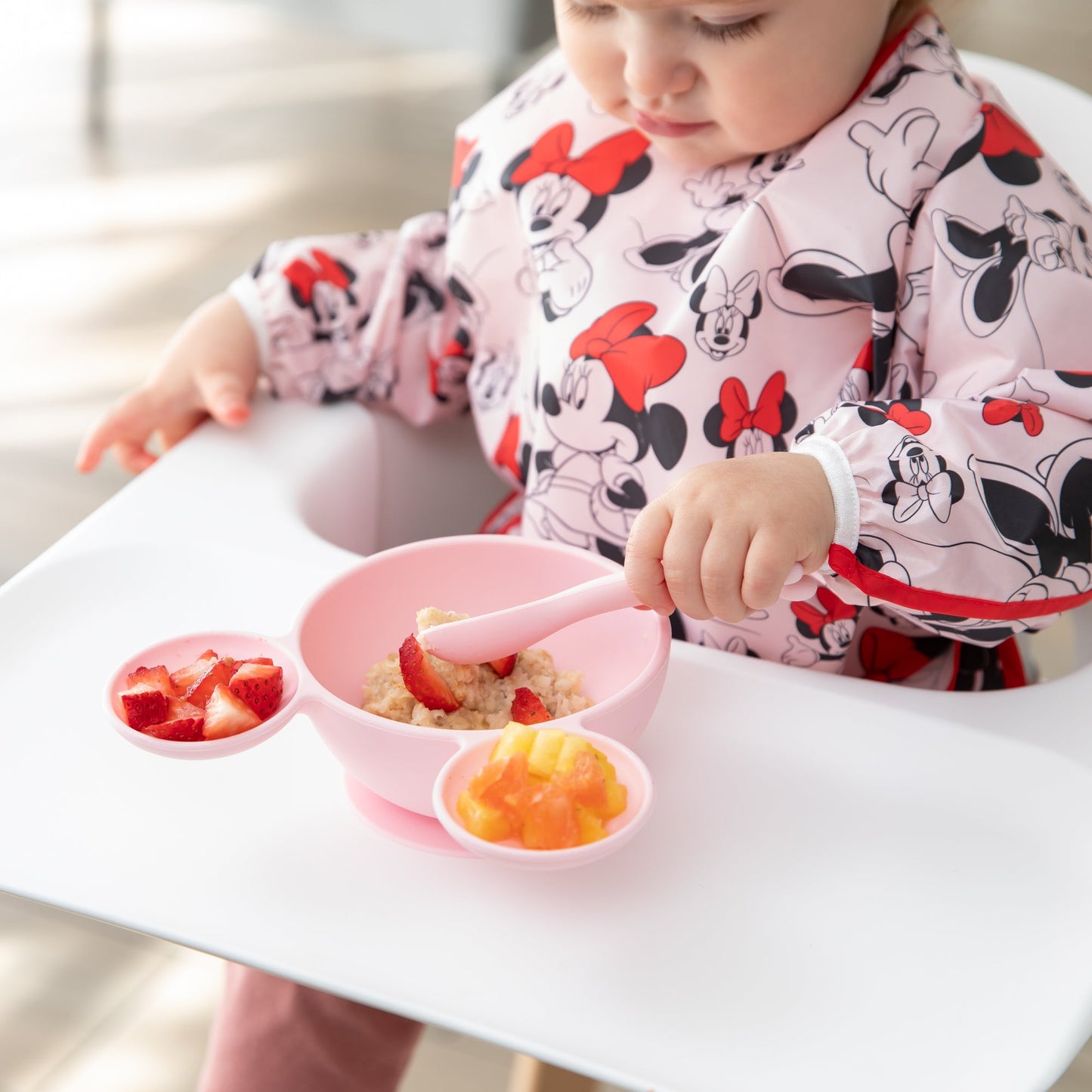 Siliconen eerste voedingsset: Minnie Mouse lichtroze