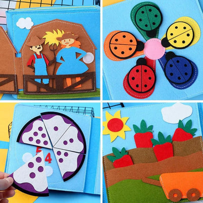 FableFolds – 3D Montessori Bauernhof-Geschichtenbuch aus Stoff für Kleinkinder ab 1 Jahr – Sensorik-Filzbuch mit Fingerpuppen & Aktivitäten