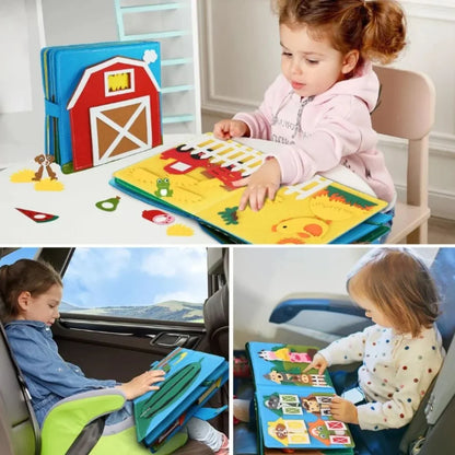 FableFolds – 3D Montessori Bauernhof-Geschichtenbuch aus Stoff für Kleinkinder ab 1 Jahr – Sensorik-Filzbuch mit Fingerpuppen & Aktivitäten