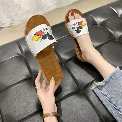 Casual Mickey Flat Slippers With Decorative Touch