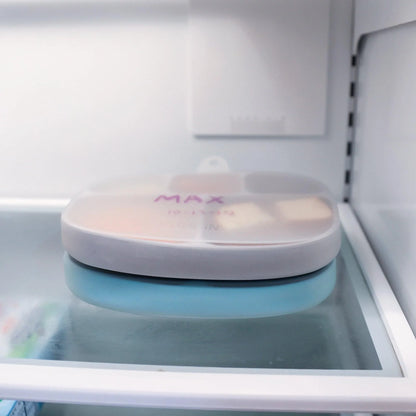 Siliconen greepschaal met deksel (5 vakken): blauw